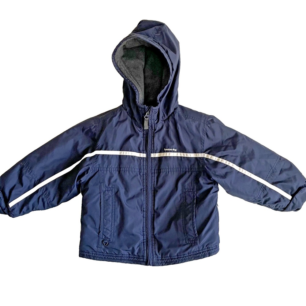 London‎ Fog Toddler Boy Insulated Navy Blue Zip Hoodie Jacket, 4T